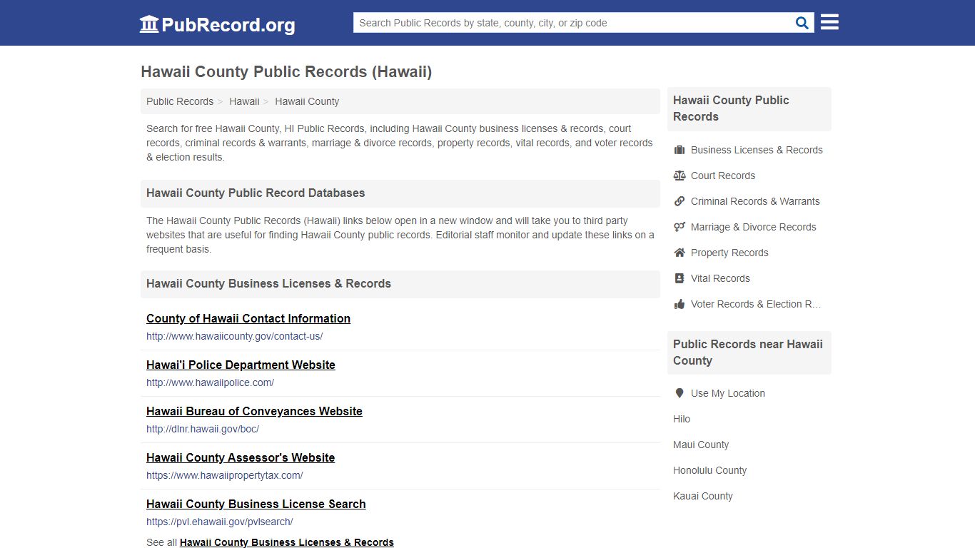 Free Hawaii County Public Records (Hawaii Public Records) - PubRecord.org