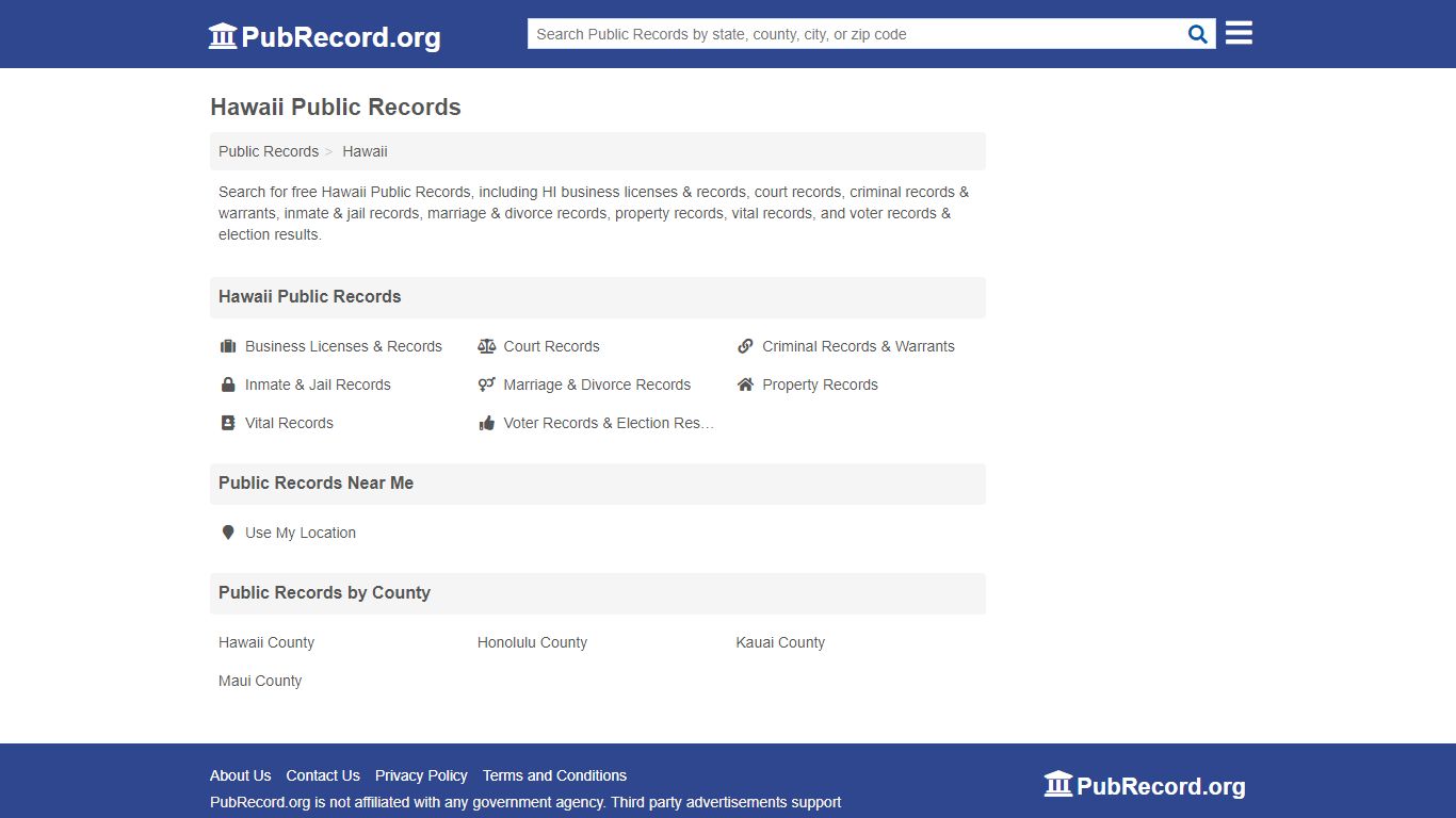 Free Hawaii Public Records - pubrecord.org